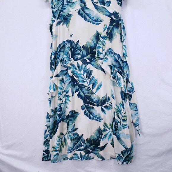 Maggy London Multicolor Hawaiian Tropical V Neck Ruffled Accents Maxi Dress 8 - Picture 7 of 16
